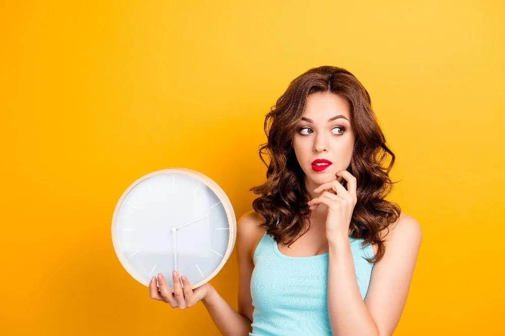 the girl worried with time.